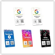 Review Tap Card | Review QR Code | Contactless Review Card | NFC Tap Card | Unlimited Use | Reusable (5-Pack Social Cards)