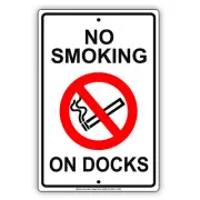 Warning! No Smoking on Docks Wall Mounted Novelty Notice Aluminum Metal Sign