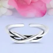 3.5mm Infinity Band 925 Sterling Silver Toe Ring Thin Adjustable Toe Ring