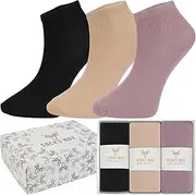 [SOCKS BOX] Socks for Women, Cotton Ankle Socks for Women, 3/5/10/15 Pack, Womens Socks