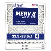 Filter King 33.5x28.5x1 Air Filter 4-PACK MERV 8 Actual Size 33.5 x 28.5 x .75"