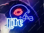 Vivid LED Miller Lite Beer Chicago Bears 24"x20" Neon Sign Lamp With Dimmer