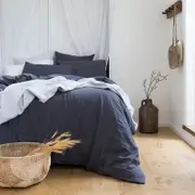 Bambury French Linen Quilt Cover Set Charcoal Super King