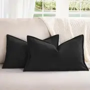 12x20 Pillow Covers Set of 2 Chenille Throw Pillow 20" x 12" (Pack of 2) Black