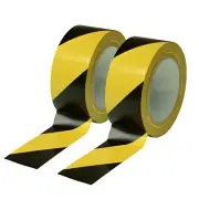Black & Yellow Hazard Warning Safety Stripe Tape (2 Pack) 2 Inch x 108 Feet