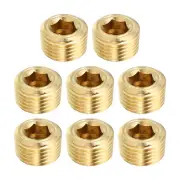 8pcs 1/8" NPT Brass Hex Countersunk Plugs Hex Thread Socket Pipe Fittings