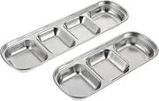 FONDOTIN 2Pcs Stainless Feeding Plates Durable Multi Grid Pet Fodder Trays for Cats and Dogs Safe and Pet Feeding Accessories