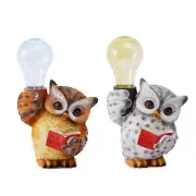 Solar Resin Lamp Owl Decoration Garden Statue Outdoor Cartoon Owl Lamp