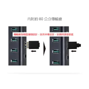 伽利略 USB3.2 Gen2 4埠 Hub 鋁合金 無變壓器(H418S-BK)