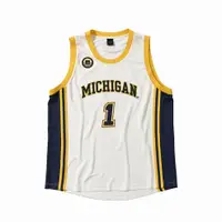 在飛比找PChome24h購物優惠-NCAA 背心 密西根 白黃藍 大LOGO 籃球衣 男 72