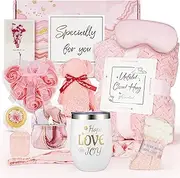 Birthday Gifts for Women - Luxury Self Care Gift Basket for Her, Mom, Sister, Bestied Coworker - Unique Spa Care Package with Flannel Blanket - Ideal for Mother's Day, Get Well Soon