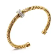 Cable Cuff Bracelets, Stainless Steel Twisted Wire Composite Bracelet Bangles...