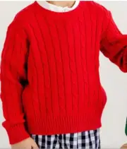 NWT Beaufort Bonnet Company Sweater Unisex Cable Knit Pullover Size 6 RED
