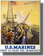 U.S. Marines, First to Fight for Democracy Vintage Picture on Stretched Canvas W