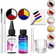 9PCS Solid Gel Nail Polish Set with Glass Bottle for Nail Art Pen,Black White Yellow Blue Red Jelly Gel Polish Summer Gel Nail Polish Colors, Nail Blending Glue for Color Glue Sequins Glitter