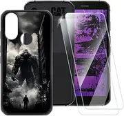 ESACMOT Monster Pattern Case Compatible with CAT S62 Pro + [2 Pack] Screen Protector Tempered Glass, Shockproof Case Cover for CAT S62 (5.7 inch)