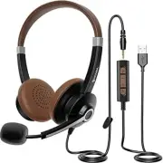 USB Headset Microphone Noise Cancelling & in-line Call Controls Ultra Comfort