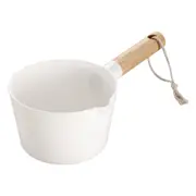 Kitchen Water Scoop Wooden Long Handle Water Ladle Bathroom White Scoop Japanese Style ABS Water Scoop Thick Plastic Long Handle