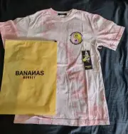 Bananas Monkey T-shirt Pink Tie-Dye Youth Size M