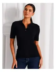 [Tokito] Short Sleeve Knit Polo in Black