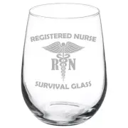 Registered Nurse RN Survival Glass Funny Stemmed / Stemless Wine Glass
