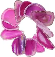[TUMBEELLUWA] Polished Agate Slices Pendants, Top Drilled Sliced Agate Geode, Pack of 12
