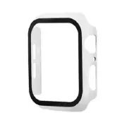 Hard PC Bumper Case w/ Tempered Glass for Apple Watch 45mm Series 7 WHITE