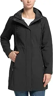 33,000ft Women's Softshell Long Jacket with Hood Fleece Lined Windproof Warm up Waterproof Windbreaker for Spring Fall Winter