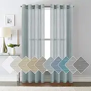 Smarcute Natural Linen Blended Curtains Semi Sheer Textured Linen Curtain Draperies Light Filtering Privacy Eyelet Winow Curtain Casual Draperies - Teal, Sold Pair, Each Piece 132 x 213 - cm