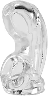Silicone Male Men's Cuckold Lockdown Chastity Penis Cage Restraint Device Adult Sex Toys (Clear)