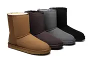 AUSTRALIAN SHEPHERD® UGG Boots Men Double Faced Sheepskin Wool Large Size Short Classic - Grey / AU Ladies 16 / AU Men 14 / EU 47