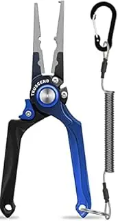 TRUSCEND Lockable Fishing Pliers Saltwater with Line Cutter, Corrosion Resistant Teflon Coated Muti-Function Fishing Gear as Split Ring Plier Hook Remover, Amazing Fishing Gifts for Men