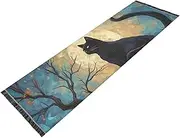 PDZRMY Washable Runner Rug Cat and Moon 2’ x 6’ Non-Slip Kitchen Runner Rug for Hallways Entryway Bedroom Living Room Floor Carpet Runner- Soft Thin Mat for Family Pet