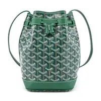 在飛比找ETMall東森購物網優惠-GOYARD PEFLOT 經典塗料帆布束繩水桶包-小/綠