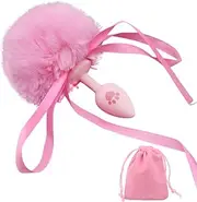 Butt Plug Bunny Rabbit Tail Pink Fluffy Tail Anal Plug Silicone Anal Sex Toy Cute Sexy Cosplay Erotic Role Play Anus Toy