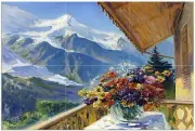 Tile Mural Mont Blanc C. Westchiloff Mountains Kitchen Backsplash Marble Ceramic