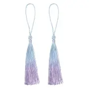 2Pcs 5" Silky Bookmark Tassels with Loop for DIY Craft Projects, Blue/Purple