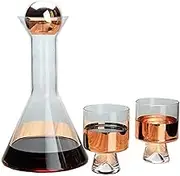 1000ml Red Wine Decanter,Gradient Crystal Glass Red Wine Carafe with 2 Creative Glasses,Wine Aerator Accessory for Wine Lovers Wine Decanter Carafe