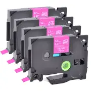 4 Pack White on Berry Pink TZ TZe MQP35 Label Tape for Brother P-touch Printers