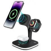 5 in 1 Magnetic 15W Wireless Fast Charging Docking Station Cradle Stand LED Lamp