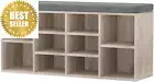Shoe Rack Bench – Beige Wood Storage Cabinet with Drawers & Shelf for Home