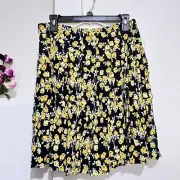 BODEN Victoria Pleated Skirt - Black, Abstract Sprig NWT Size 6
