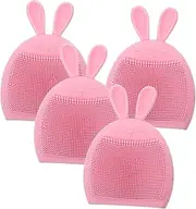 OFFIGAM 4Pcs Rabbit Ear Face Washing Brush Manual Handheld Facial Cleansing Brush for Soft Silicone for Gentle Exfoliation Multi Purpose Skin Cute Design