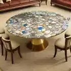 Natural Agate Coffee Table Top Gemstone Centerpiece Handmade Furniture Agate
