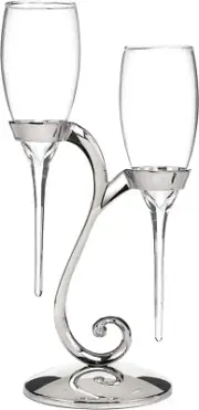 Hortense B. Hewitt Raindrop Swirl Stand Champagne Toasting Flutes, Silver