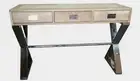 ZEN OAK & STAINLESS STEEL HALL TABLE CONSOLE TABLE 3 DRAWERS