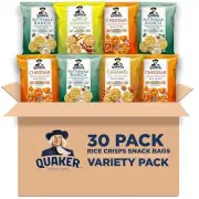 Quaker Rice Crisps, Gluten Free, 4 Flavor Sweet Savory Variety Mix, 30 count