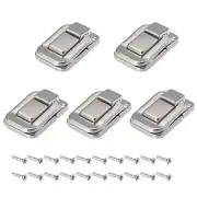 Toggle Catch Lock (48mm x 32mm) 5Pcs, Iron Hasp Latches Silver Tone