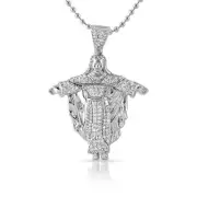 Silver VVS Iced Out Small Jesus Full Body Pendant With Chain