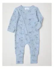 [Sprout] Essential Doodle Animal Friends Coverall in Pale Blue